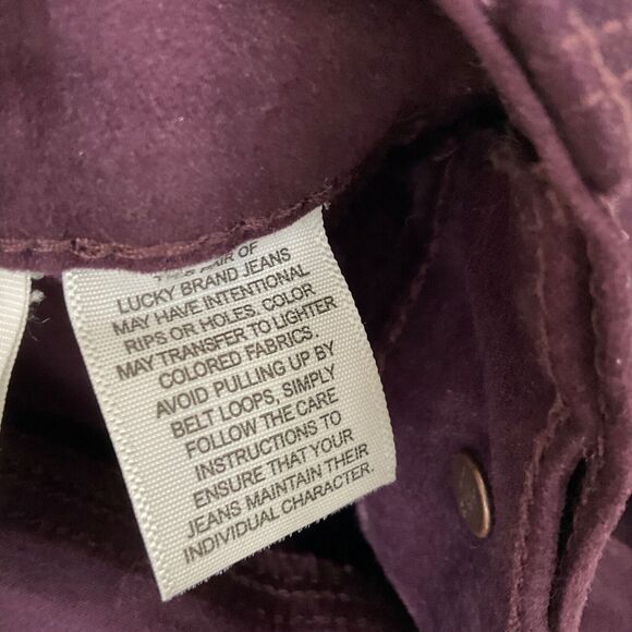 Lucky Brand Velour Jeans women’s size 4/27 Burgandy Goblin Core, Whimsgoth Punk - Picture 7 of 14